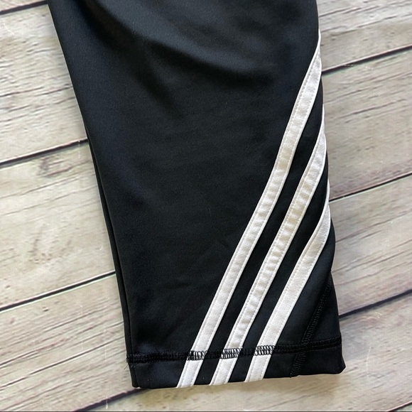 Adidas Black white stripes sport capris for Women Dri fit climalite size M - Picture 6 of 12